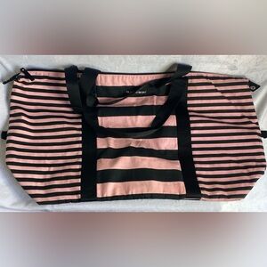 Victoria's Secret Weekenders Women's Pink Black Striped Duffle Bag